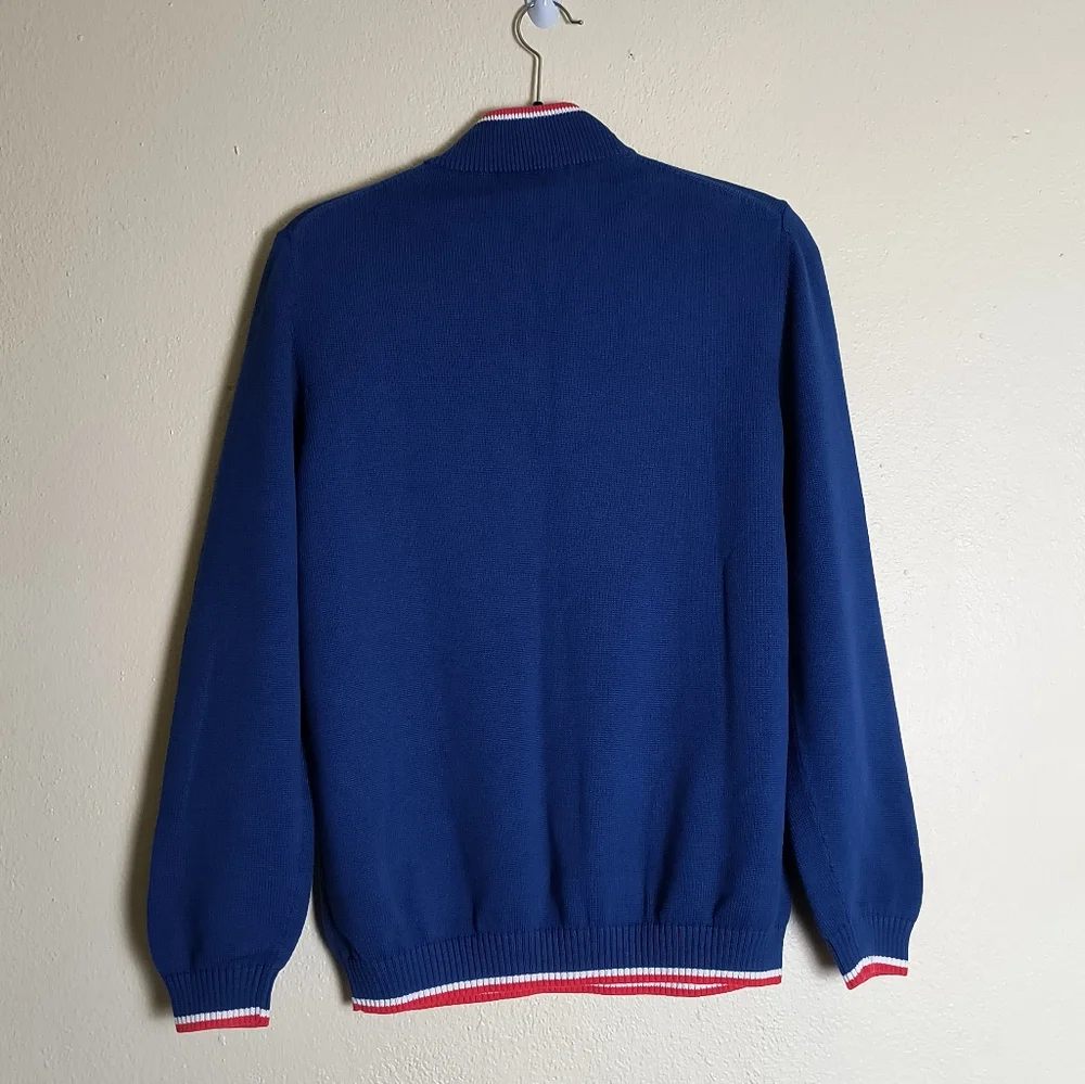 Brooks Brother Fleece Men's Blue Half-Zip Sweater Size Junior XL Casual - Picture 8 of 14